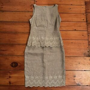 Vintage Y2K 90s two piece linen dress. Rachel, Friends, classic, linen, summer